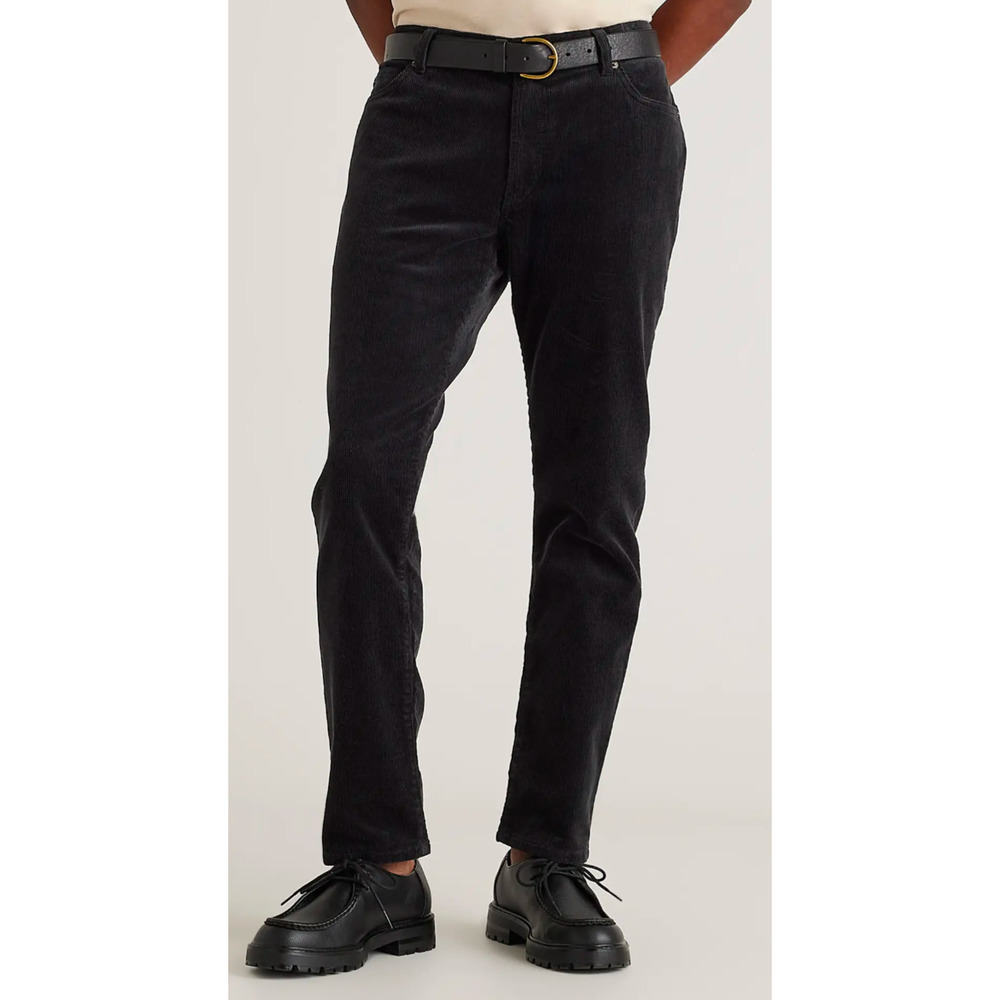 Quince Mens Black Organic Stretch Corduroy Pants 36x30 NWT Straight Leg
